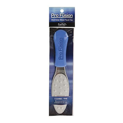 ForPro Pro Fusion Stainless Steel Pedi File - Coarse, Double-Sided Professional Quality - Blue Handle Pedicure File for Heels and Feet - 8.25" L Avelisse