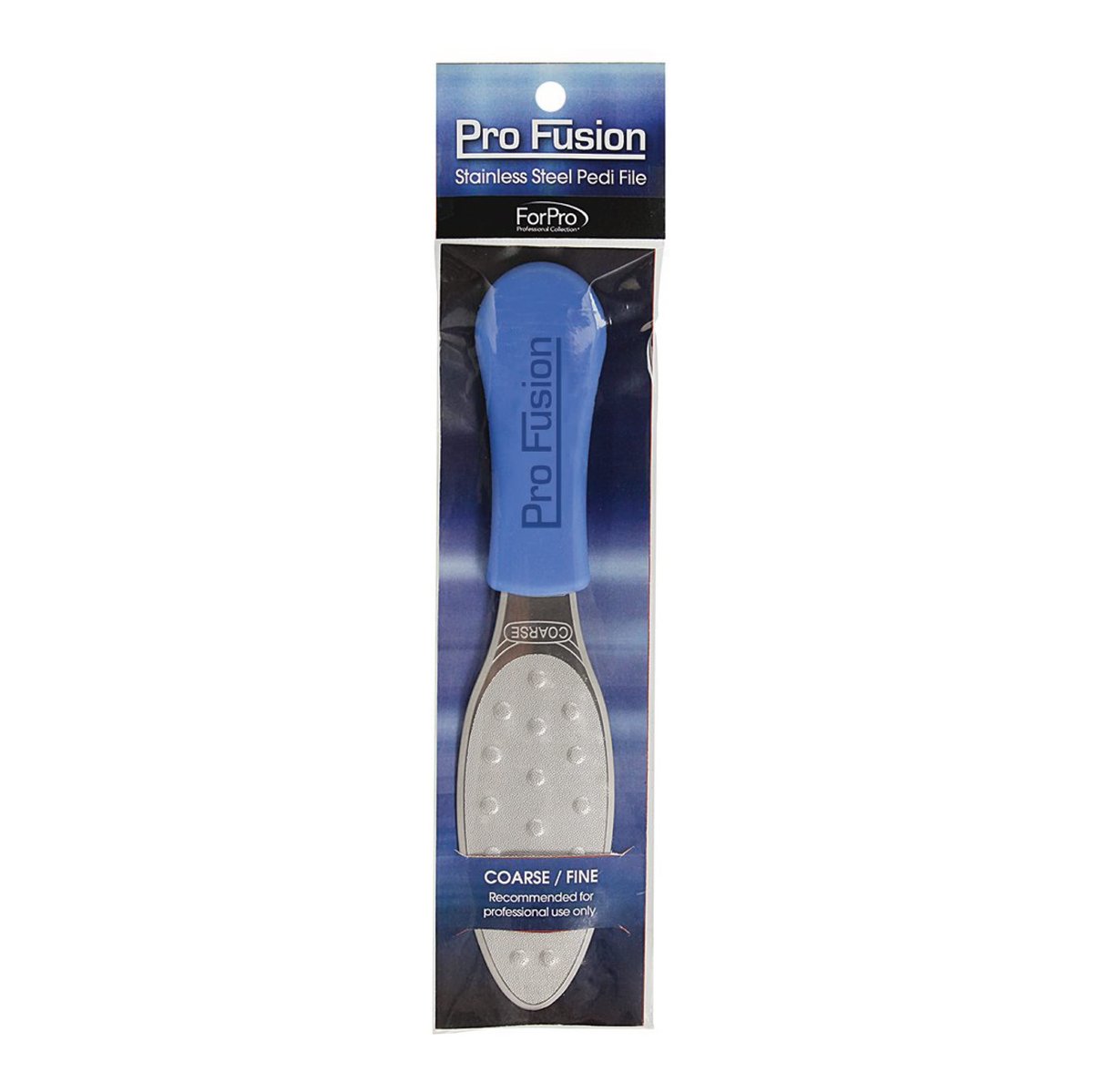 ForPro Pro Fusion Stainless Steel Pedi File - Coarse, Double-Sided Professional Quality - Blue Handle Pedicure File for Heels and Feet - 8.25" L Avelisse