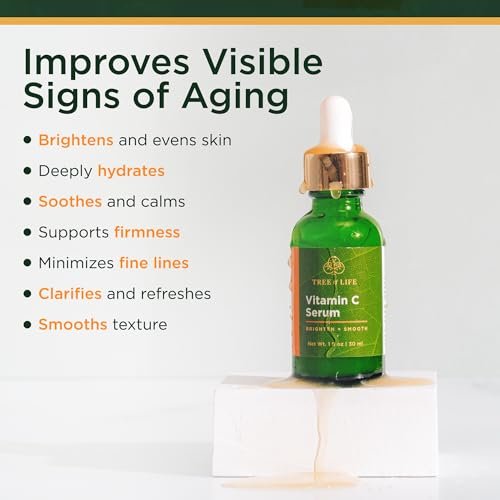 Tree of Life Vitamin C Serum For Face - Brightening Face Oil for Dark & Age Spots - For Dry & Sensitive Skin with Vitamin E for Soft Smooth Glow - Dermatologist Tested, 1 Fl Oz - görsel 7