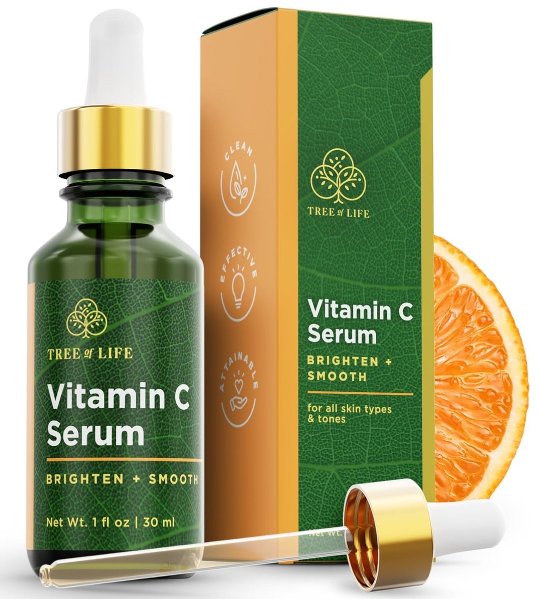 Tree of Life Vitamin C Serum For Face - Brightening Face Oil for Dark & Age Spots - For Dry & Sensitive Skin with Vitamin E for Soft Smooth Glow - Dermatologist Tested, 1 Fl Oz - görsel 2