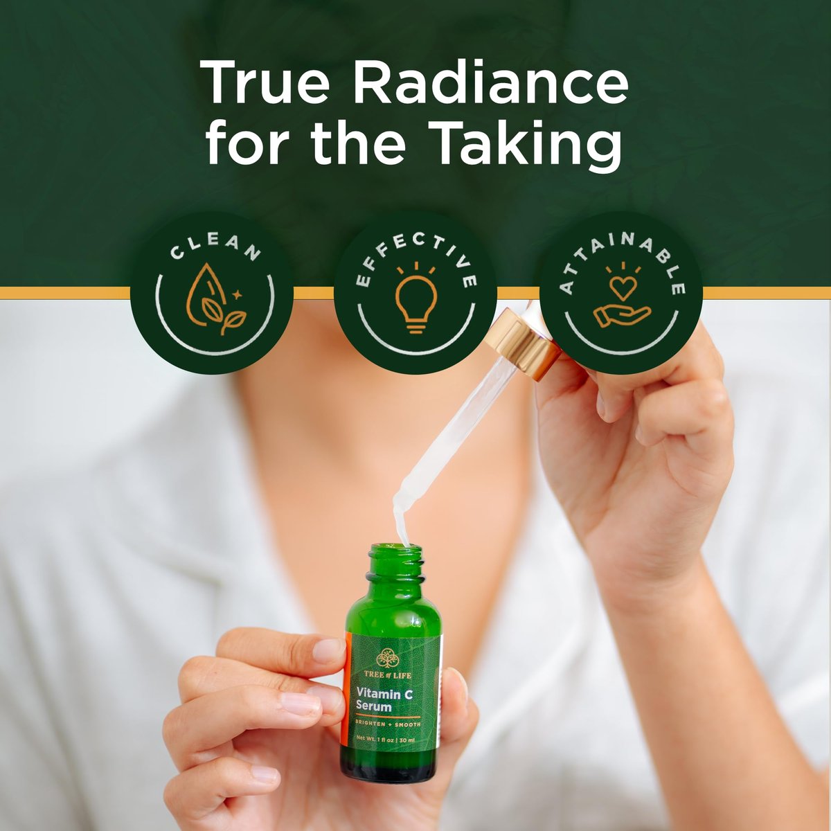 Tree of Life Vitamin C Serum For Face - Brightening Face Oil for Dark & Age Spots - For Dry & Sensitive Skin with Vitamin E for Soft Smooth Glow - Dermatologist Tested, 1 Fl Oz - görsel 16