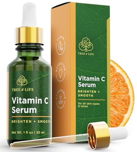 Tree of Life Vitamin C Serum For Face - Brightening Face Oil for Dark & Age Spots - For Dry & Sensitive Skin with Vitamin E for Soft Smooth Glow - Dermatologist Tested, 1 Fl Oz - görsel 1