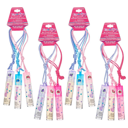 12pc Fruit Flavored Lip Gloss Necklace Set – Non-Toxic Wearable Lip Gloss for Girls, Party Favors, and Best Friend Gifts