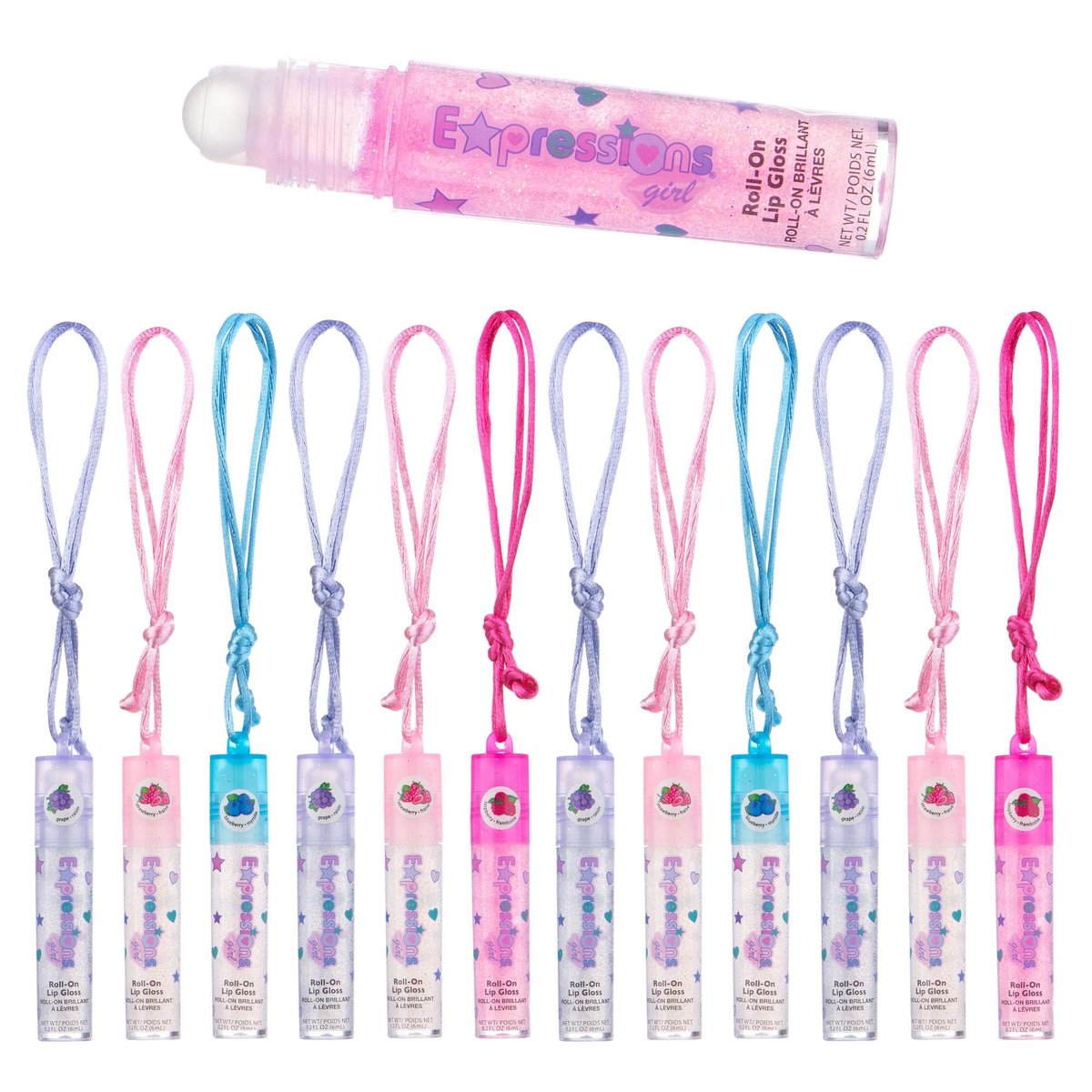 12pc Fruit Flavored Lip Gloss Necklace Set – Non-Toxic Wearable Lip Gloss for Girls, Party Favors, and Best Friend Gifts - görsel 1