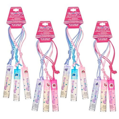 12pc Fruit Flavored Lip Gloss Necklace Set – Non-Toxic Wearable Lip Gloss for Girls, Party Favors, and Best Friend Gifts