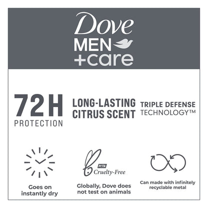 Dove Men+Care Extra Fresh Antiperspirant Deodorant Stick - 72-Hour Sweat & Odor Protection, Citrus Scent, 2.7 oz