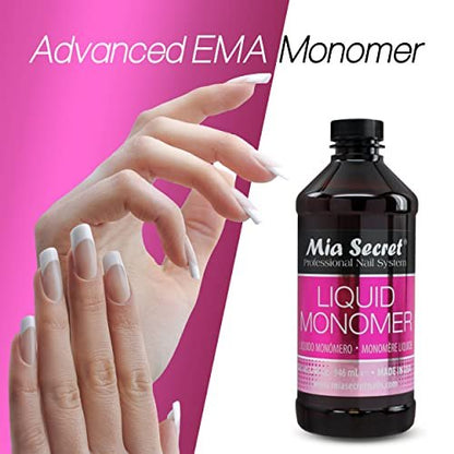 Mia Secret 32 oz Professional EMA Monomer Acrylic Nail Liquid - Clear Acrylic Liquid for Nail Powder Avelisse