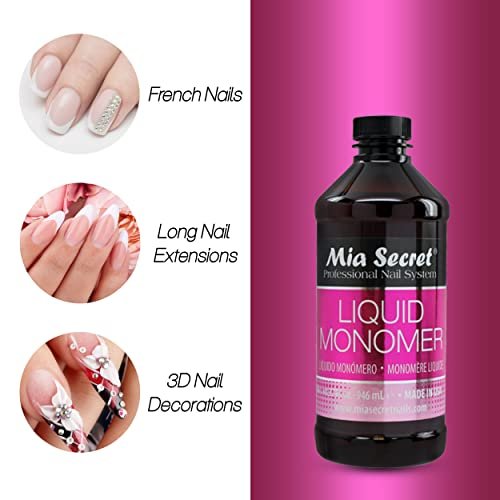 Mia Secret 32 oz Professional EMA Monomer Acrylic Nail Liquid - Clear Acrylic Liquid for Nail Powder Avelisse