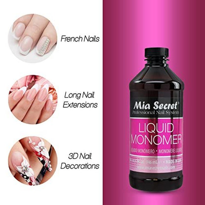 Mia Secret 32 oz Professional EMA Monomer Acrylic Nail Liquid - Clear Acrylic Liquid for Nail Powder Avelisse