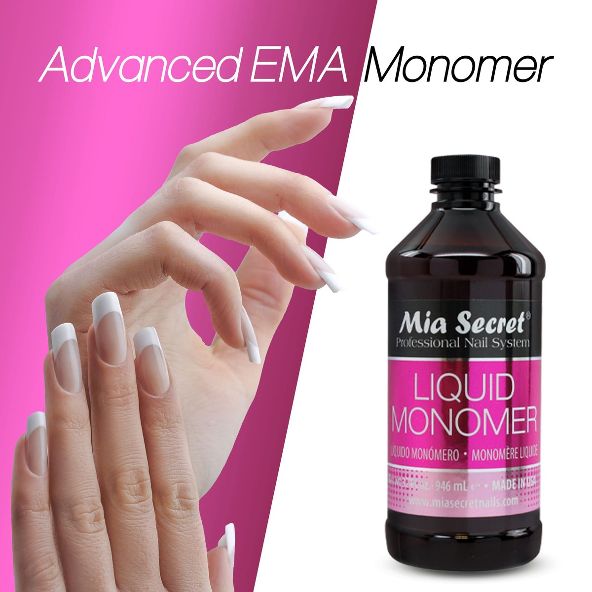 Mia Secret 32 oz Professional EMA Monomer Acrylic Nail Liquid - Clear Acrylic Liquid for Nail Powder Avelisse