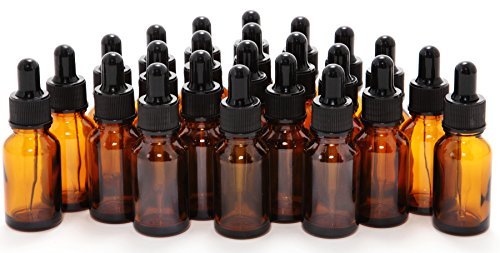Vivaplex 24 Pack 15 ml (1/2 oz) Amber Glass Bottles with Glass Eye Droppers for Essential Oils Avelisse