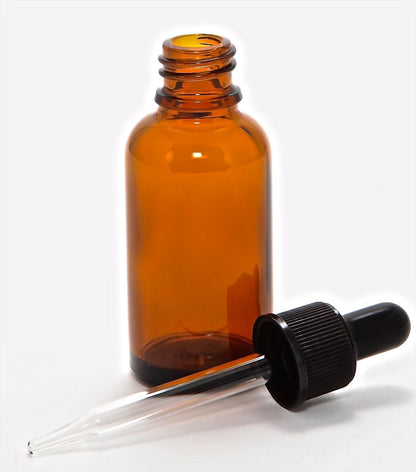 Vivaplex 12 Pack 1 oz Amber Glass Bottles with Glass Eye Droppers - Essential Oil Bottles, Tincture Bottles, and More