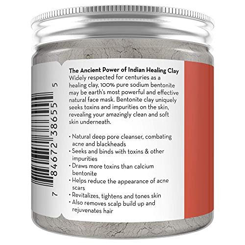 Pure Body Naturals Bentonite Clay Powder – 8 oz Indian Healing Clay for DIY Face Masks & Detox Body Wraps - görsel 12