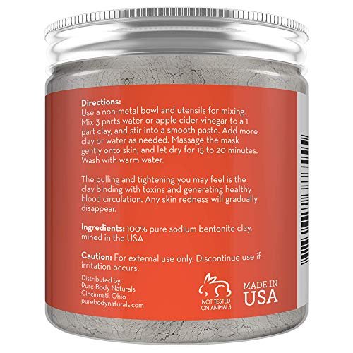 Pure Body Naturals Bentonite Clay Powder – 8 oz Indian Healing Clay for DIY Face Masks & Detox Body Wraps - görsel 14