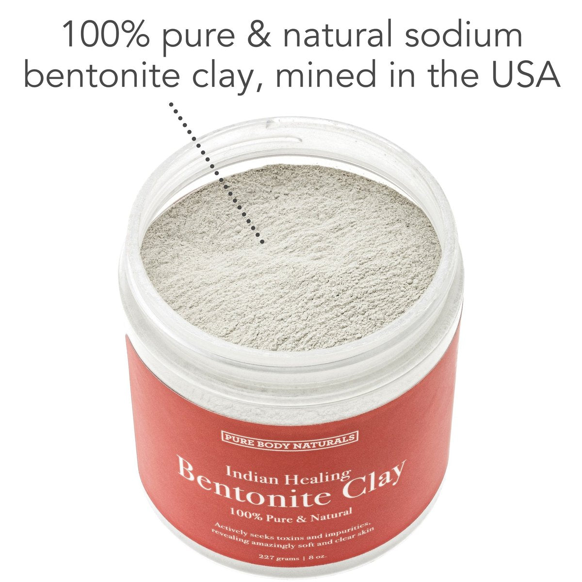 Pure Body Naturals Bentonite Clay Powder – 8 oz Indian Healing Clay for DIY Face Masks & Detox Body Wraps - görsel 3