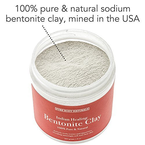 Pure Body Naturals Bentonite Clay Powder – 8 oz Indian Healing Clay for DIY Face Masks & Detox Body Wraps - görsel 4