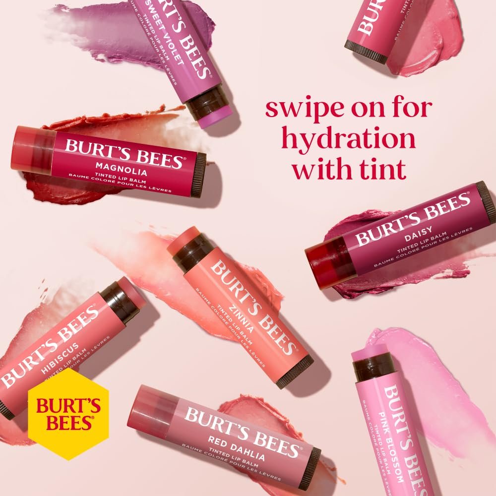 Burt's Bees 100% Natural Origin Tinted Lip Balm, Zinnia - Moisturizing Color with Shea Butter & Botanical Waxes - görsel 15