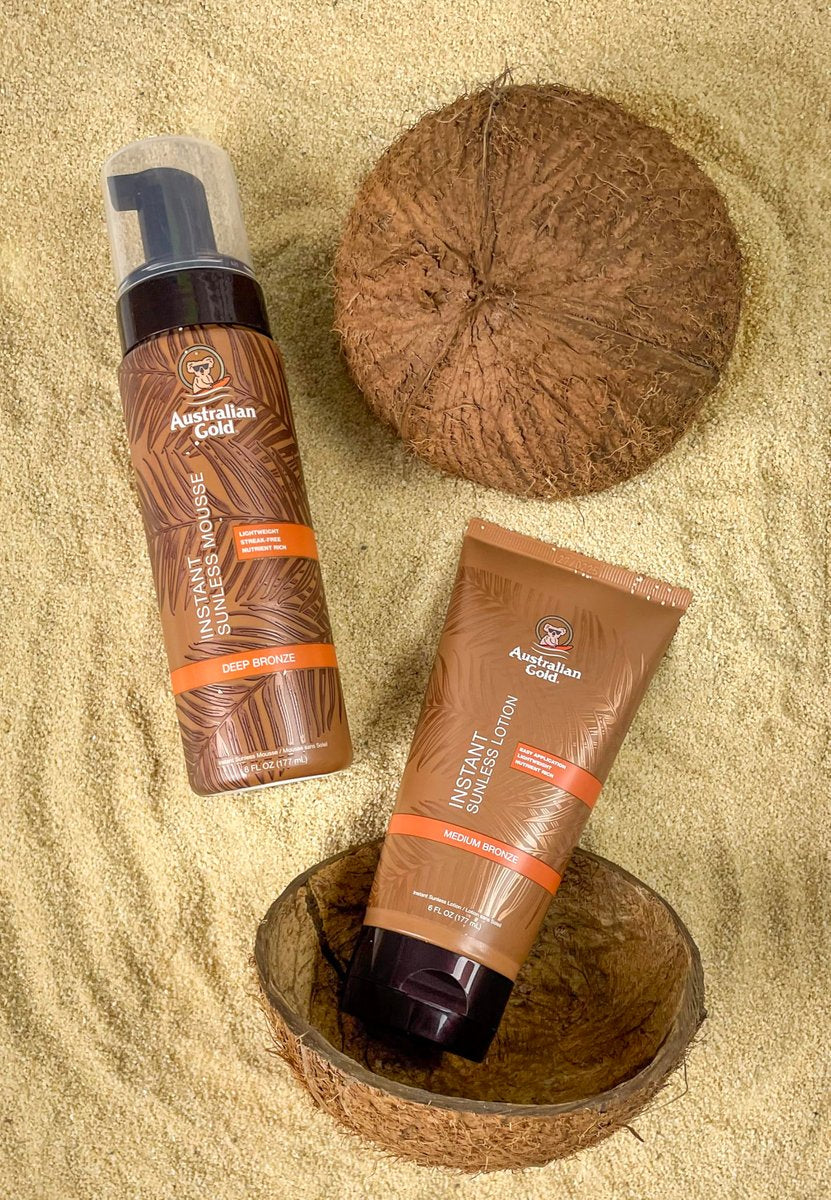 Australian Gold Instant Sunless Tanning Lotion, 6 oz – Rich Bronze Color with Fade Defy Technology Avelisse