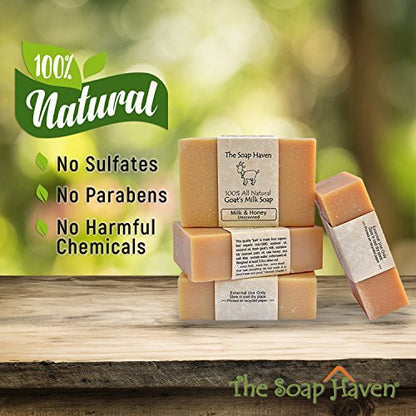 Handmade Goat Milk Soap Bars with Honey - Unscented, All Natural, 4-Pack (3.5 oz each) - The Soap Haven Avelisse