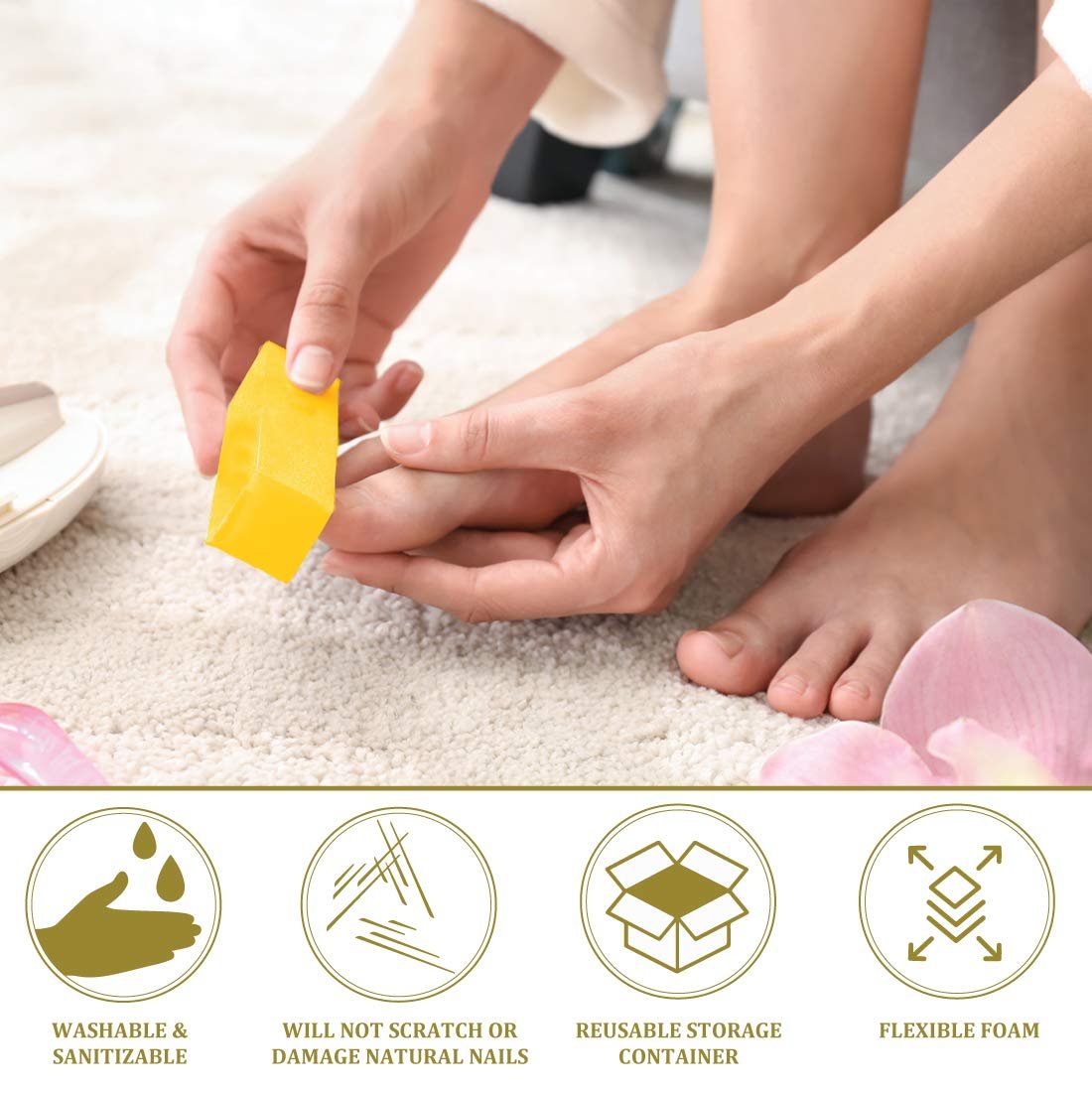 ForPro Professional Collection Ultra Gold Buffing Block, 240 Grit, 4-Sided Nail Buffer for Manicure & Pedicure, 3.75" L x 1" W x 1" H, 20-Pack - görsel 5