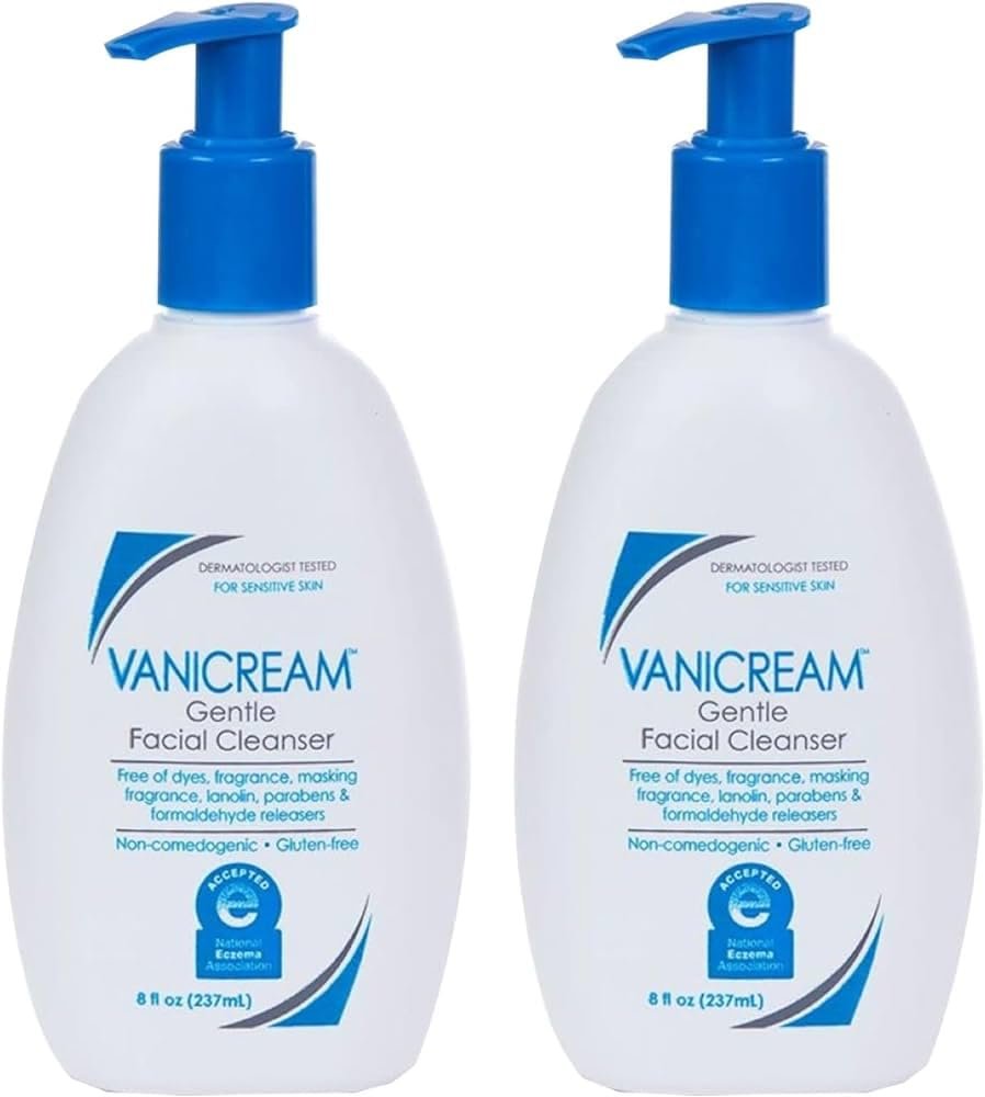 Vanicream Gentle Facial Cleanser – 8 Fl Oz (Pack of 2) – Non-Comedogenic, Fragrance-Free, Sensitive Skin Avelisse