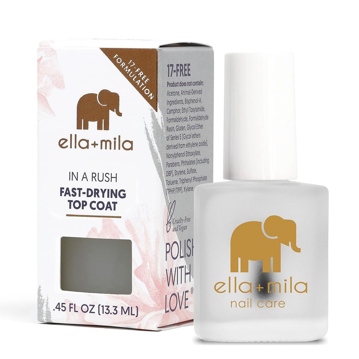 ella+mila Fast Dry Top Coat – Quick Dry Nail Polish Top Coat for High Shine & Long Lasting Wear – Clear Protective Layer - görsel 1