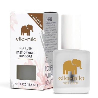 ella+mila Fast Dry Top Coat – Quick Dry Nail Polish Top Coat for High Shine & Long Lasting Wear – Clear Protective Layer