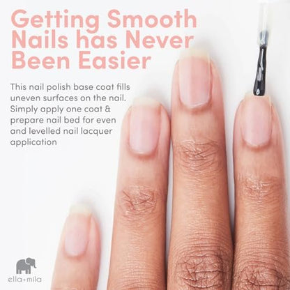 ella+mila Ridge Filler Base Coat Nail Polish – Smoothing Nail Treatment & Long-Lasting Ridge Filler, Nourishing Clear Polish for Natural Fingernails (0.45 fl oz)