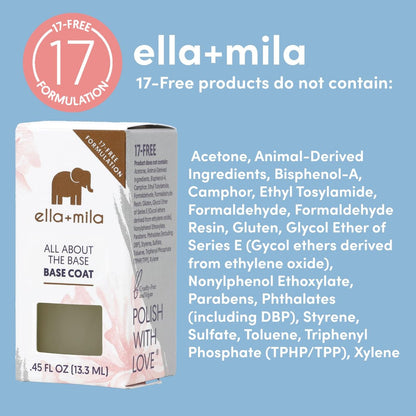 ella+mila Ridge Filler Base Coat Nail Polish – Smoothing Nail Treatment & Long-Lasting Ridge Filler, Nourishing Clear Polish for Natural Fingernails (0.45 fl oz)