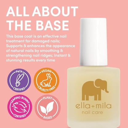 ella+mila Ridge Filler Base Coat Nail Polish – Smoothing Nail Treatment & Long-Lasting Ridge Filler, Nourishing Clear Polish for Natural Fingernails (0.45 fl oz)