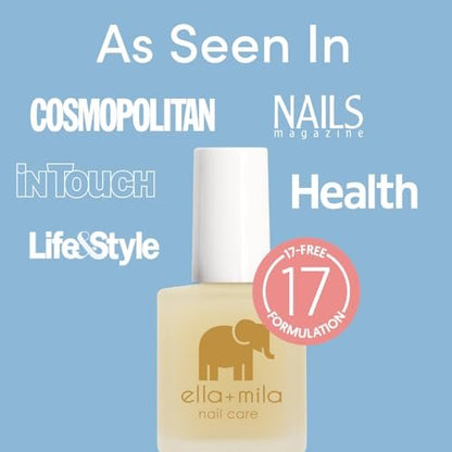ella+mila Ridge Filler Base Coat Nail Polish – Smoothing Nail Treatment & Long-Lasting Ridge Filler, Nourishing Clear Polish for Natural Fingernails (0.45 fl oz)