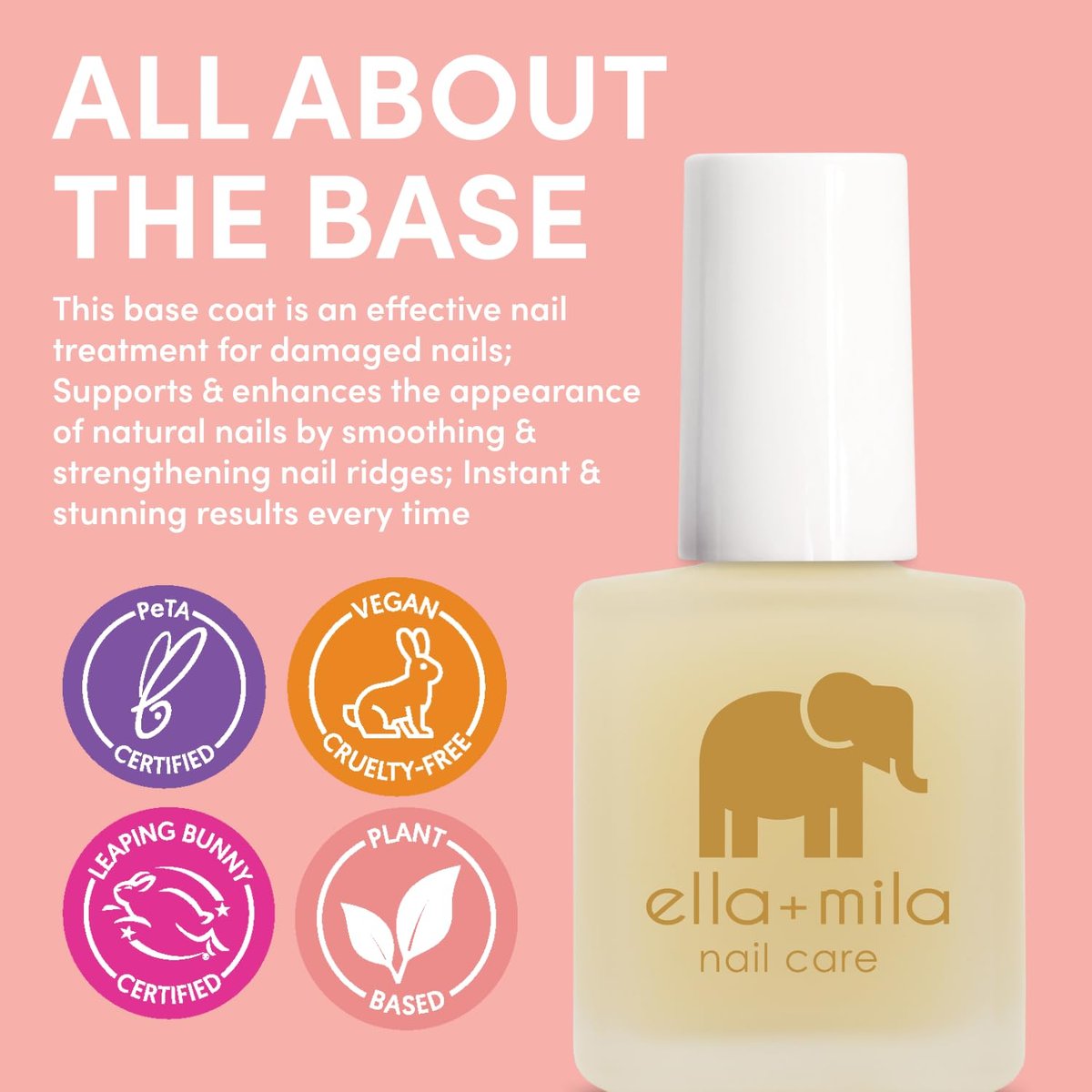ella+mila Ridge Filler Base Coat Nail Polish – Smoothing Nail Treatment & Long-Lasting Ridge Filler, Nourishing Clear Polish for Natural Fingernails (0.45 fl oz) - görsel 5