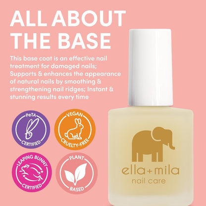 ella+mila Ridge Filler Base Coat Nail Polish – Smoothing Nail Treatment & Long-Lasting Ridge Filler, Nourishing Clear Polish for Natural Fingernails (0.45 fl oz)