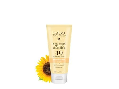 Babo Botanicals Daily Sheer Mineral Face Sunscreen SPF 40, Fragrance Free - 1.7 Fl Oz