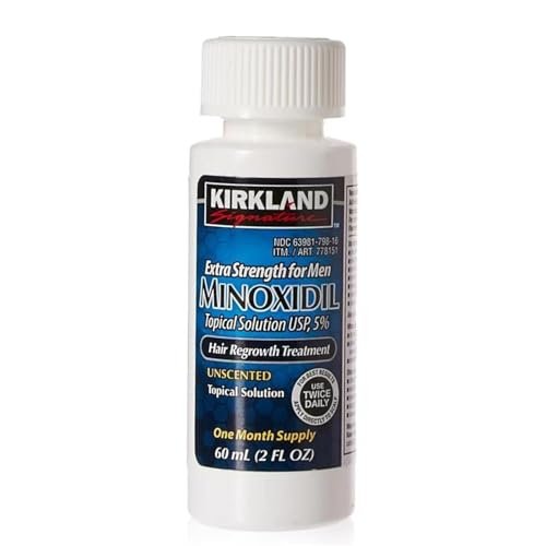 Kirkland Men Hair Loss Regrowth Revitalizes Hair Follicles 5% Minoxidil Topical Solution, 3-Month Supply (3 x 2 fl oz) Avelisse