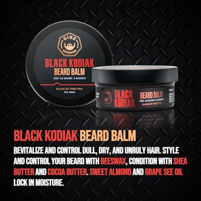 GIBS Grooming Black Kodiak Beard Balm Aid, 2 oz - Premium Beard Conditioner & Moisturizer Avelisse