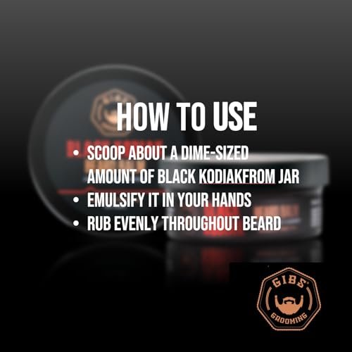 GIBS Grooming Black Kodiak Beard Balm Aid, 2 oz - Premium Beard Conditioner & Moisturizer Avelisse