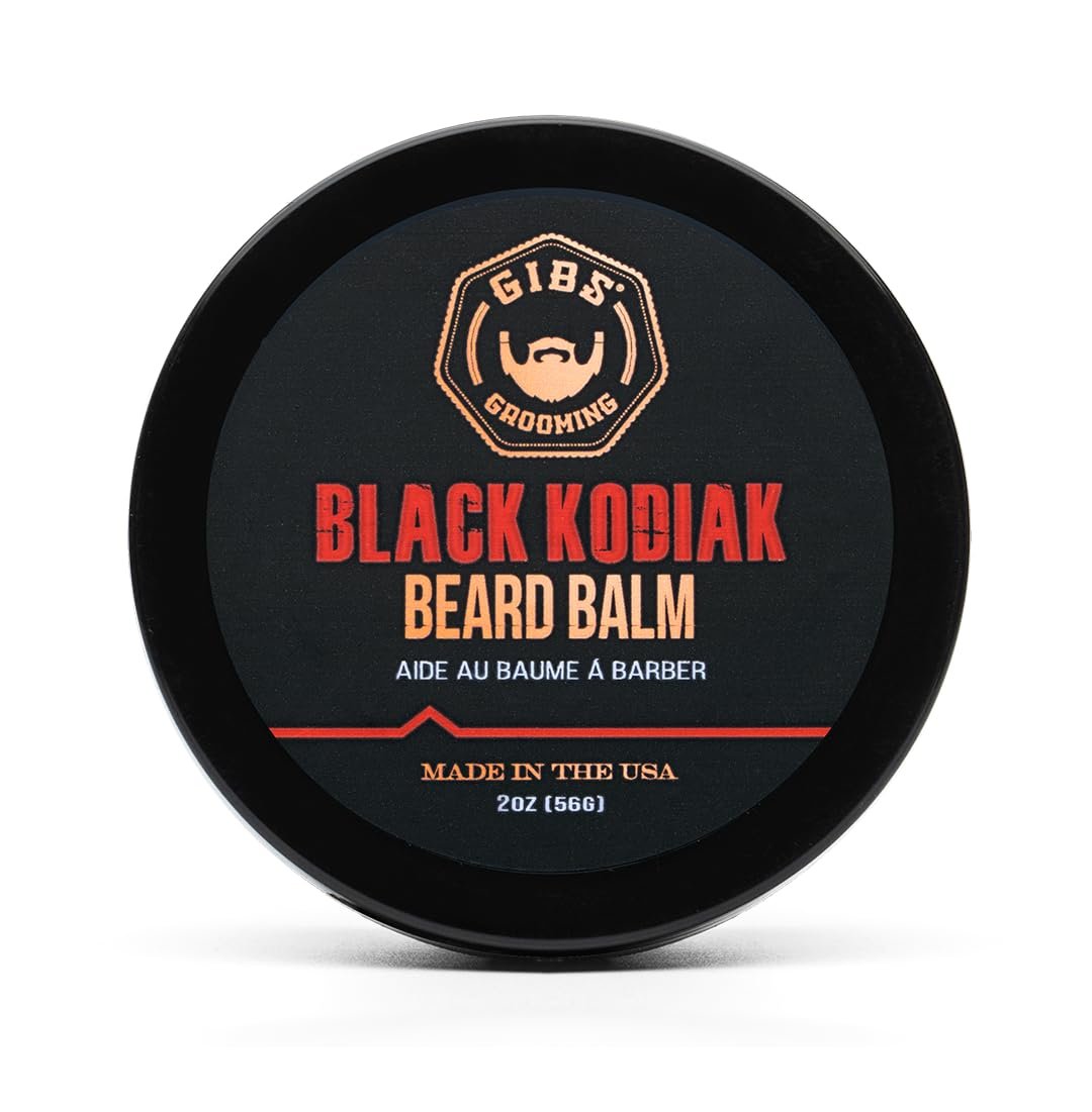 GIBS Grooming Black Kodiak Beard Balm Aid, 2 oz - Premium Beard Conditioner & Moisturizer Avelisse