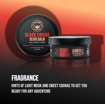 GIBS Grooming Black Kodiak Beard Balm Aid, 2 oz - Premium Beard Conditioner & Moisturizer Avelisse