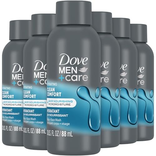 Dove Men+ Care Body + Face Wash, Clean Comfort 6-Pack – Hydrating Shower Gel for Healthy, Smooth Skin, 3 oz Each Avelisse