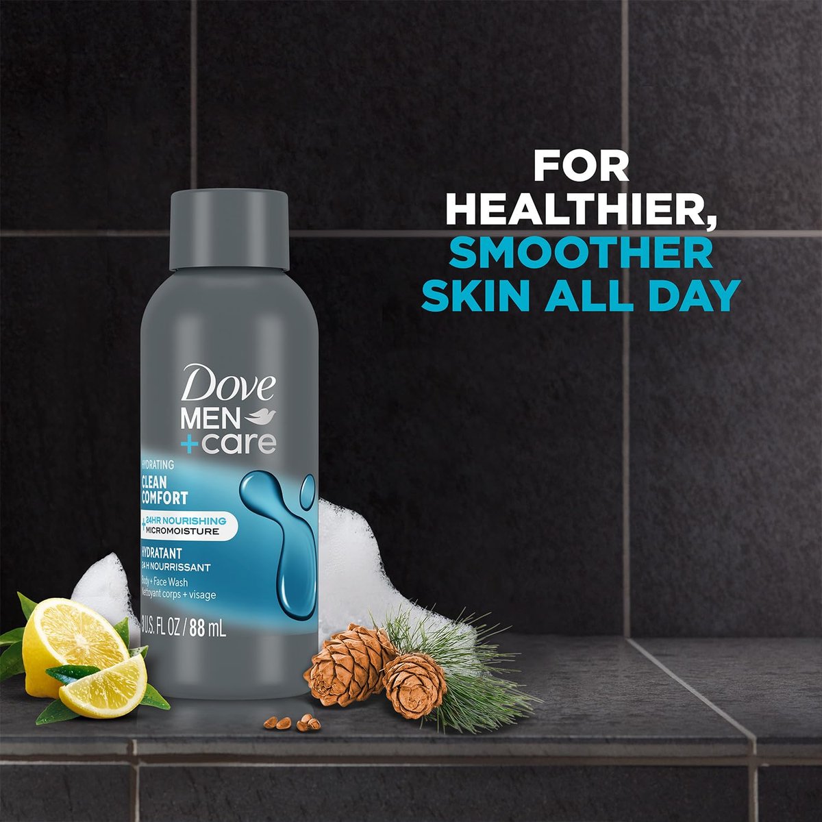 Dove Men+ Care Body + Face Wash, Clean Comfort 6-Pack – Hydrating Shower Gel for Healthy, Smooth Skin, 3 oz Each Avelisse