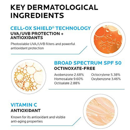 La Roche-Posay Anthelios AOX Daily Antioxidant Serum with SPF 50, Face Moisturizer with Sunscreen and Vitamin C & E, Oil Free Sunscreen for Sensitive Skin, 1 Fl Oz Avelisse