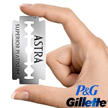 Astra Platinum Double Edge Safety Razor Blades – 50 Count (10 x 5) Premium Stainless Steel Blades