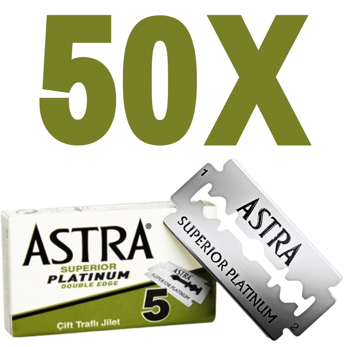 Astra Platinum Double Edge Safety Razor Blades – 50 Count (10 x 5) Premium Stainless Steel Blades - görsel 2
