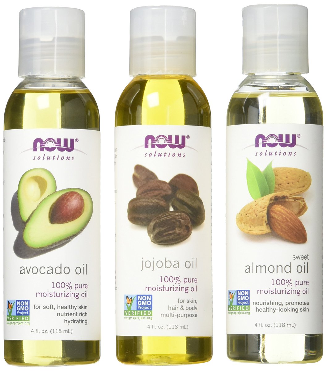 NOW Foods Variety Moisturizing Oils Sampler: Sweet Almond, Avocado, and Jojoba Oils - 4 oz. Bottles Each (Pack of 3) Avelisse