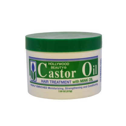 Hollywood Beauty Castor Oil Hair Treatment with Mink Oil - 7.5 oz for Stronger, Thicker Hair