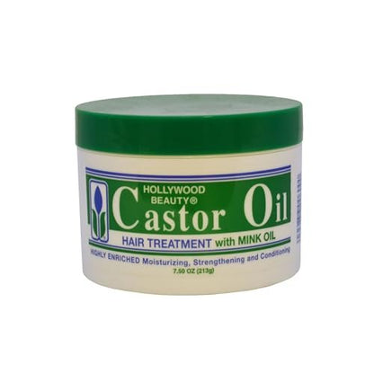 Hollywood Beauty Castor Oil Hair Treatment with Mink Oil - 7.5 oz for Stronger, Thicker Hair