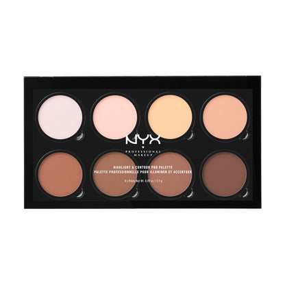 NYX Professional Makeup Highlight & Contour Pro Palette – 8 Shades for Face Sculpting & Glow Avelisse