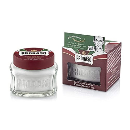 Proraso Pre Shave Conditioning Cream - Sandalwood Oil & Shea Butter - Moisturizing & Nourishing for Coarse or Hard Beards - Premium Italian Pre Shave Cream - 3.6 oz Avelisse