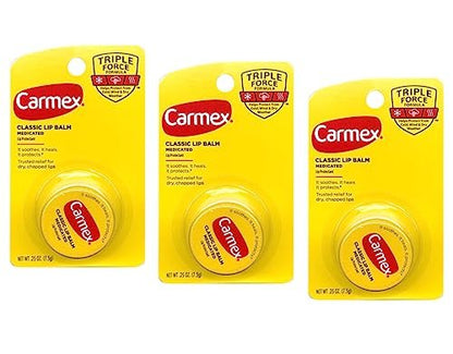 Carmex Original Lip Balm Pot – 0.25 oz (Pack of 3), Classic Moisturizing Lip Care